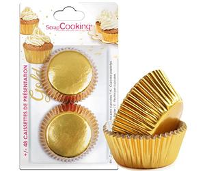 ScrapCooking - Lot de 48 Caissettes Dorées pour Cupcakes & Muffins - Décorations Étuis Tasses en Papier pour Pâtisseries - Caissettes de Présentation - Couleur Or - 5068