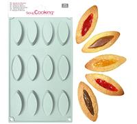 ScrapCooking - Moule en Silicone Barquettes 12 Cavités - Ustensile Souple pour Gâteaux, Biscuits, Pâtisserie - Mini Barquettes - Four & Congélateur - Vert d'Eau - 3126