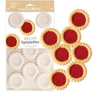 ScrapCooking - Moule Silicone 11 Tartelettes - Moule Biscuits - Apte Four & Congélateur - Pâtisserie Gâteau Enfant - Ustensile Souple - Recette Tartelettes Fraise - Beige - 3183