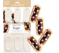 ScrapCooking - Moule Silicone 7 Biscuits « Finger » - Moule Barquettes - Apte Four & Congélateur - Pâtisserie Gâteau Enfant - Ustensile Souple - Recette Fingers Choco - Vert d’Eau - 3184