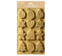ScrapCooking – Moule silicone Biscuits de Noël 2987 – 12 formes, apte four & congélateur – Doré