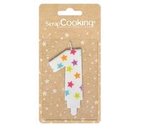 Scrapcooking- Numéro 1 Bougie Paraffine Multicolore 15,5 x 8 x 1 cm - 0381