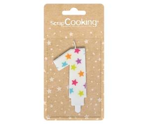 Scrapcooking- Numéro 1 Bougie Paraffine Multicolore 15,5 x 8 x 1 cm - 0381