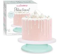 ScrapCooking - Plateau Tournant à Gâteau & Pâtisserie - Diamètre 28 cm - Présentoir sur Pied Rotatif 360° pour Décoration Gâteaux, Pâtisseries, Desserts, Cake Design - Blanc & Vert d’Eau - 5204