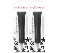 ScrapCooking - Stylo de Glaçage Alimentaire Pâtisserie 26 g - Crayon Décoratif Comestible - Écrire & Dessiner sur Desserts, Gâteaux & Biscuits - Anniversaire Noël - Noir Irisé - 7067 (Lot de 2)