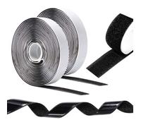 Scratch Autocollant Double Face 10 m x 20 mm, Bande Scratch Adhésive Puissant, Scratch Autocollant Rubans - Noir
