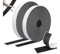 Scratch Autocollant Double Face 10m×20mm, Extra Stark, Adhésif, Bande à Crochet et Boucle, Idéal pour Cadre, Tapis, Fenêtre, Moustiquaire et Bricolage, Polyvalent et Durable, Noir