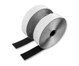 Scratch Autocollant Double Face, 4 mètres de bande molletonnée + 4 mètres de bande à crochets, Noires, 16 mm de largeur, Peut être coupé avec des ciseaux, scratch moustiquaire autocollant tissu tape
