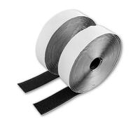 Scratch Autocollant Double Face, 4 mètres de bande molletonnée + 4 mètres de bande à crochets, Noires, 20 mm de largeur, Peut être coupé avec des ciseaux, scratch moustiquaire autocollant tissu tape