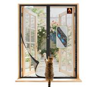 SCREEN DOOR Moustiquaire pour Fenêtre 100x120 cm, Installation Facile, Fibre de Verre Ignifugée et Résistante aux Déchirures, Fermeture Éclair Pratique, Noir