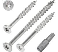 SCREW REBEL Vis à bois en acier inoxydable A2 4,5 x 50-200 pièces avec filetage partiel et lame filetée à dents de scie, pointe coupée, entraînement Torx TX20, avec embout S2