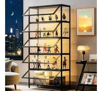 Scribora Cabinet d'exposition avec Porte en Verre Acrylique, boîte d'exposition Curio de 8 Niveaux, étagère de Collection de Jouets et étagères pour la Chambre