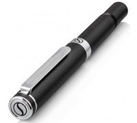Scriveiner Roller Noir EDC Stylo de luxe, Stylo de poche lourd avec finition chromée, d'écriture agréable, Cadeau homme et femme, Recharge Schmidt, Ensemble de stylos de bureau