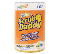 Scrub Daddy Color Eponge Smiley Anti-Rayures, Eponge Vaisselle Lavable Antibactérienne et Réutilisable, Eponges Vaisselles pour Cuisine et Salle de Bain, Éponge à Récurer Flextexture - Lot de 4