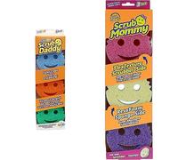 Scrub Daddy Color Eponge Smiley Anti-Rayures, Eponge Vaisselle Lavable Antibactérienne et Réutilisable & Scrub Mommy Eponge Vaisselle Lavable - Éponge Réutilisable Cuisine et Salle de Bain