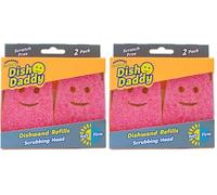 Scrub Daddy Dish Daddy 2x Têtes de Rechange - Tête de Remplacement pour Eponge à Vaisselle Grattante FlexTexture et Manche Intégré Distributeur de Liquide Vaisselle et Savon, Recharges Eponge Grattoir