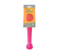 Scrub Daddy Dish Daddy - Brosse Vaisselle avec Reservoir, Éponge de Nettoyage Grattante FlexTexture, Manche Intégré avec Distributeur Liquide Vaisselle, Brosse Eponge et Stand de Support - Rose