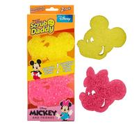 Scrub Daddy Disney Mickey Mouse & Minnie Mouse Éponges Vaisselle, Éponge pour Le Nettoyage et la Vaisselle, Tampons de Cuisine Non Rayants avec FlexTexture, Éponges Grattantes Ferme & Douce, Lot de 2