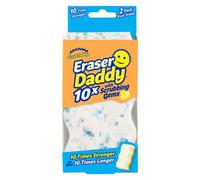 Scrub Daddy Eponge Eraser Daddy, Éponge Magique Magic Eraser, Gomme Magique en Mousse de Melamine 10x Plus Durable avec Pierres à Récurer Flextexture, Eponge Mur Blanc, Vitre - Lot de 2
