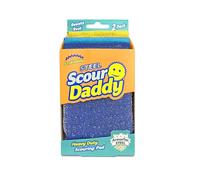 Scrub Daddy Scour Daddy Acier, Eponge Vaisselle à Récurer, Tampons à Récurer en Maille d'acier pour Grilles Métalliques et Fonte, Éponges à Vaisselle très Résistantes - Lot de 2