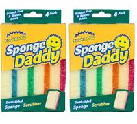 Scrub Daddy Sponge Daddy Éponge Lavable Anti Scratch Double Face Flextexture - Eponge Vaisselle, Multi-Usages - Eponge Grattante Anti-Rayures, Antibactérienne, Réutilisable - Éponge Lot x4 (Lot de 2)