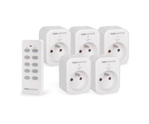 SCS Sentinel, HCN0079, Kit de 5 Prises Télécommandées avec 1 Télécommande, ControlPower x5, Portée 30m, Prise Domotique d'Intérieur pour Appareils Électriques et Luminaires,10A, 2300W, Blanc