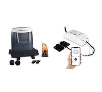 SCS Sentinel, Module récepteur connecté pour motorisation WifiGate + Motorisation Crémaillères pour Portail Coulissant, avec 2 télécommandes Longue Portée, Feu Clignotant Ampoule LED, OpenGate3