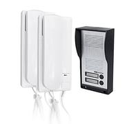 SCS Sentinel, PAF0007, Interphone Audio Filaire 2 Logements, Portier avec Fil de Raccordement, 2 Combinés Intérieurs, 1 Platine de Rue Extérieure, 2 Adaptateurs Secteurs, AudioKit Duo