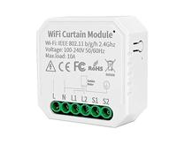 Sctecoau 1 Pièce Tuya WIFI Module de Rideau Intelligent Commutateur APP Télécommande en Plastique 100-240VAC pour Home Commande Vocale