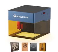 SCULPFUN iCube Graveur laser 3W, point laser 0,02 mm, vitesse de gravure 10 000 mm/min, machine de gravure laser avec filtre à fumée, connexion application, carte mère 32 bits