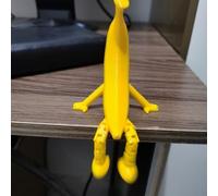 Sculpture de banane humoristique imprimée en 3D avec pieds réglables - Jaune vif - Décoration de bureau artistique - Cadeau unique pour les anniversaires