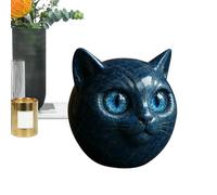 Sculpture de Chat de Luxe - Sculpture en Pierre de Noir de Luxe | Élégante Figurine décorative en résine avec tête de Chat | Miniature de Table de 7,6 cm/2,99 Pouces pour Studio et