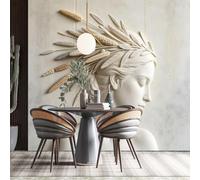 Sculpture De Déesse Grecque Et Romaine Antique, Couronnée De Laurier. Relief 3D, Papier Peint Minimaliste Et Luxueux, Motif Floral, Décoration Murale. Femme En Relief 3D, 200 X 140 Cm (L X H).
