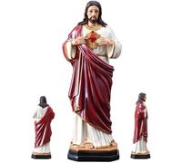 Sculpture de Jésus - Statuette catholique en résine - Décoration d'intérieur - 21,5 cm de haut - Figurine de collection - Pour maison, bureau, bibliothèque, vitrine, table, salon, chambre à coucher