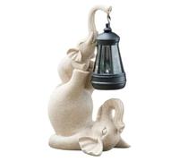 Sculpture d'éléphant, lampe solaire, décoration de jardin, beige