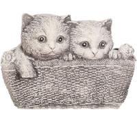 Sculpture en béton gris de chats dans un panier Figure de jardin