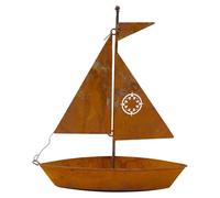 Sculpture en fer patiné, représentant un voilier, avec jardinière intégrée, objet décoratif tridimensionnel pour jardin et terrasse