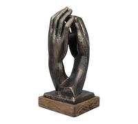 Sculpture mains de la cathédrale de Rodin - 100 % fonte sur base en bois | Statue d'art classique lourde | 40 cm de haut | Décoration de style industriel pour la maison ou le bureau