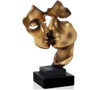 Sculpture Moderne Abstraite, Statue Couple En Résine, Décoration Dorée Pour Salon Intérieur, 18 X 11,5 X 27 Cm