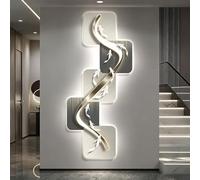 Sculpture Murale 3D avec Éclairage LED, Tableau Décoratif 3D Moderne Mural Lumineux pour Salon Chambre Couloir Entrée, Peinture Suspendue Style Galets pour Hall Style C 39.4" W × 18.1" H(100 × 46 cm)