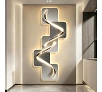 Sculpture Murale 3D avec Éclairage LED, Tableau Décoratif 3D Moderne Mural Lumineux pour Salon Chambre Couloir Entrée, Peinture Suspendue Style Galets pour Hall Style G 39.4" W × 18.1" H(100 × 46 cm)
