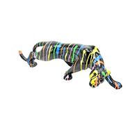 Sculpture Panthère Noir & Multicolore 82 Cm en Résine