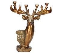 Sculpture tête de cerf, bougeoir d'élan en bois de renne ornement sculpture de renne art bougeoir en résine décoration de bureau - Or