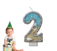 scyca Bougies de gâteau d'anniversaire, bougies d'anniversaire sur le thème de la plage | Bougies numériques en forme d'étoile de mer bleue 0-9, bougies décoratives pour fêtes d'anniversaire