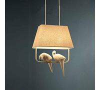 SCZWP8 Lampes suspendues de Plafond d'animaux Nordiques Abat-Jour en Tissu Luminaire Suspendu en métal avec Oiseau en résine E27 Prise pour Salon Chambre Couloir Restaurant Lustre enfichable