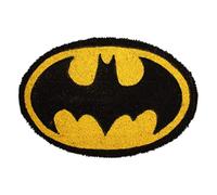 SD TOYS Universo DC Paillasson d'entrée Ovale Batman en Fibre de Coco et Vinyle antidérapant, Jaune et Noir, 60 x 40 cm