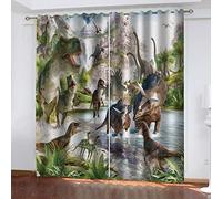 SDALD Lot de 2 Rideau Occultant Dinosaure Animal Enfant Thermique Isolants a Oeillets Rideaux Chambre Salon Anti Bruit 140x160cm Impression en 3D Rideaux de Fenêtre