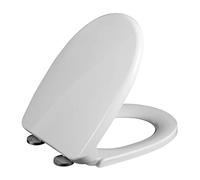 SdaryWare Abattant WC en Forme de D, Fermeture Douce, Blanc, 46 cm x 37 cm, charnières réglables, Fixation supérieure, Couvercle en polypropylène