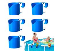 SDFWGG 5 Pièces Portegobelets Piscine Support Suspendu Portegobelet Rangement pour Boissons Téléphone Snacks Accessoires De Hors Sol Portegobelets Piscine (Bleu)