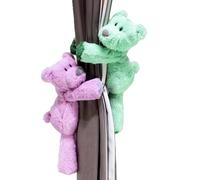 SDGBCXD Attaches pour Rideaux, Lot de 2 Sangles Maintien Souples et moelleuses avec Bouton(Green+Purple)